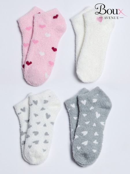 Boux Avenue Pink 4 Pack Heart Cosy Trainer Socks (H95915) | £20