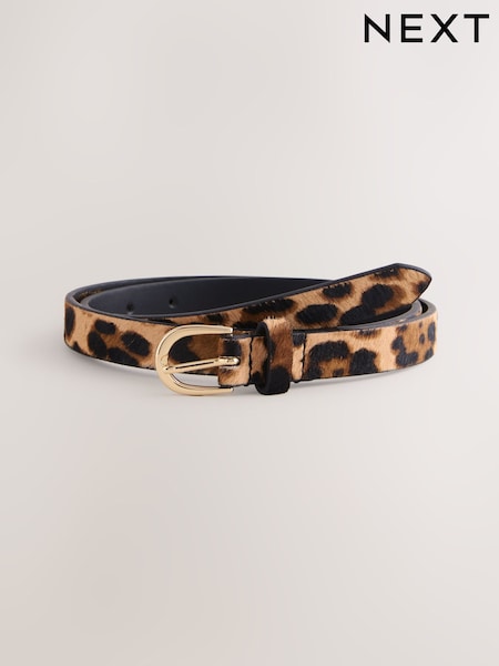 Animal Leather Skinny Belt (H96130) | £16