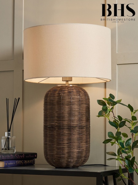 BHS Natural Garvey Large Rattan Table Lamp (H96167) | £70