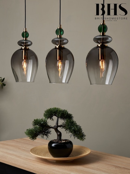 BHS Brass Green Seline 3 Light Pendant (H96185) | £140