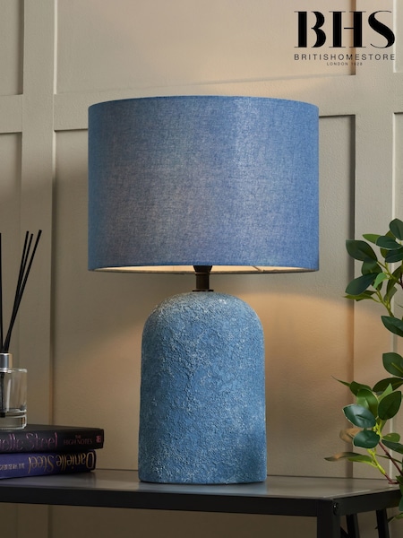 BHS Blue Malmo Tall Domed Ceramic Table Lamp (H96187) | £40