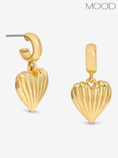 Mood Silver Tone Ribbed Heart Huggie Charm Earrings (H96212) | £17