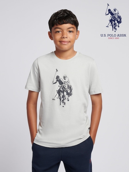 U.S. Polo Assn. Grey Double Horsemen Graphic T-Shirt (H96239) | £20 - £24