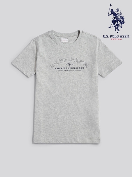 U.S. Polo Assn Grey Heritage Graphic Print T-Shirt (H96252) | £18 - £30