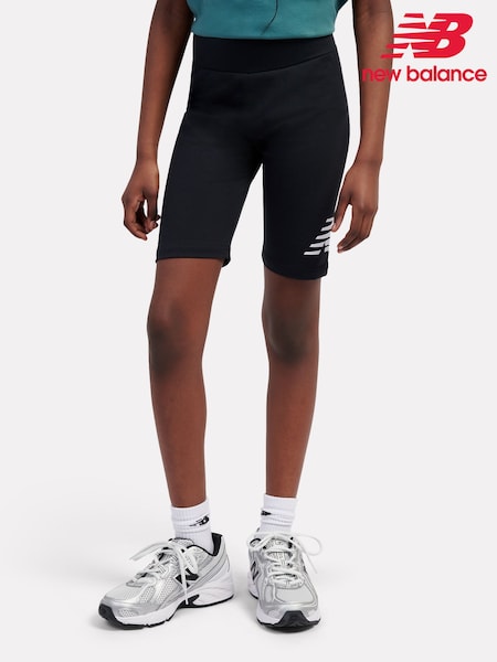 New Balance Black Stacked Logo Cycle Shorts (H96322) | £23 - £28