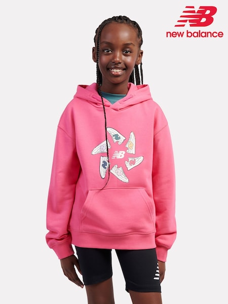 New Balance Pink 327 Circle Graphic Print FT Hoodie (H96326) | £55 - £66