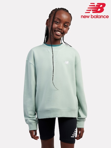 New Balance Green French Terry Small Logo Crew Sweatshirt (H96327) | £45 - £54