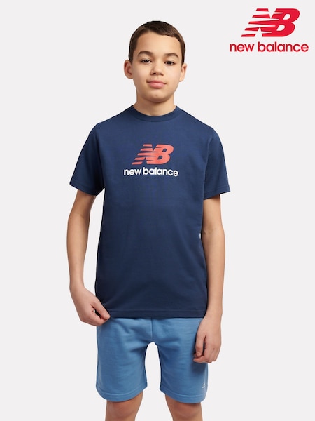 New Balance Light Blue Jersey Stacked Logo T-Shirt (H96451) | £18 - £21.50
