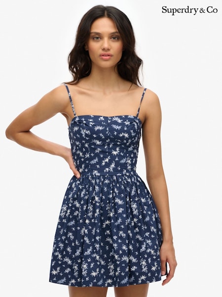 Superdry Blue Corset Cami Mini Dress (H96471) | £50