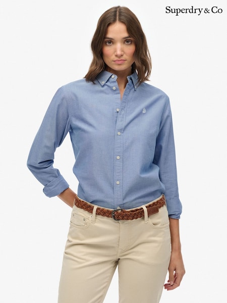 Superdry Blue Slim Oxford Buttondown Long Sleeve Shirt (H96480) | £45
