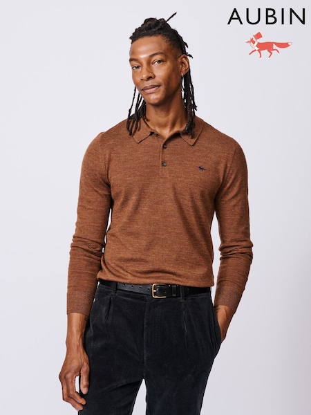 Aubin Red Chapel Merino Long Sleeve Polo Jumper (H96513) | £89