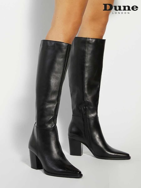 Dune London Black Tenna Smart Knee High Boots (H96614) | £219