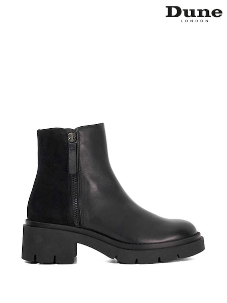 Dune London Black Paving Heeled Cleated Chelsea Boots (H96618) | £159