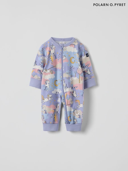 Polarn O. Pyret Purple Unicorn Print Sleepsuit (H96704) | £24