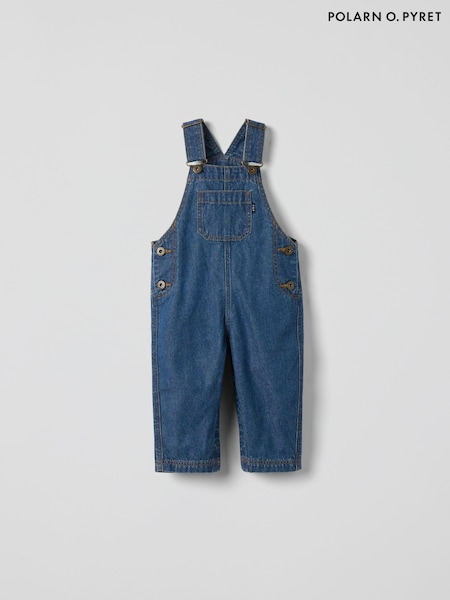 Polarn O. Pyret Blue Cotton Denim Dungarees (H96706) | £32