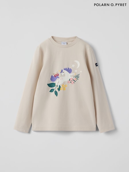 Polarn O. Pyret Natural Unicorn Print Top (H96709) | £20