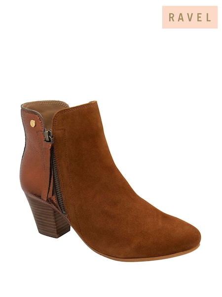 Ravel Brown Suede Heeled Ankle Boots (H96899) | £95