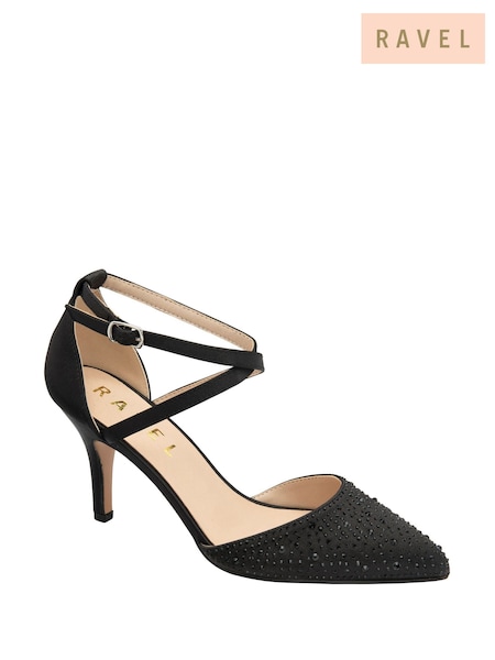 Ravel Black Satin Pointed Toe Heeled Shoes (H96903) | £70