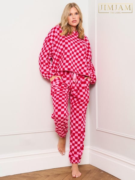 Jim Jam the Label Pink Check Twosie Pyjamas (H96920) | £38