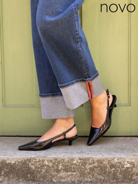 Novo Brown Wide Fit Izzy Low Heel Slingback Point Courts (H96940) | £36