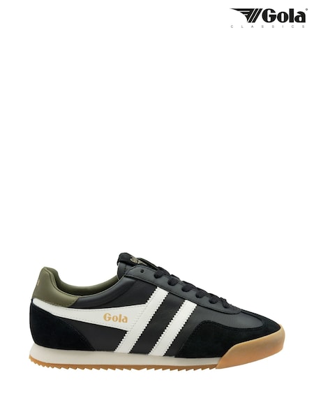 Gola Black Mens Europa Leather Lace-Up Trainers (H96992) | £90