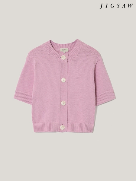 Jigsaw Pink Short Sleeve Cardi Top (H97034) | £115