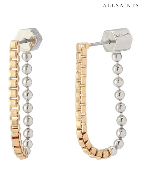 AllSaints Gold Tone Mixed Chain Earrings (H97069) | £29