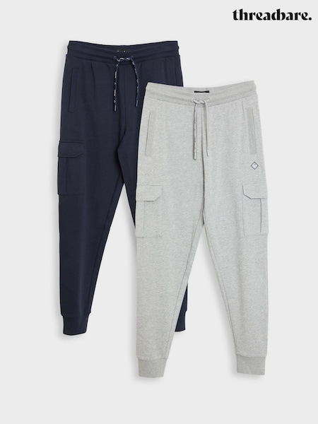 Threadbare Blue 2 Pack Cargo Style Joggers (H97277) | £44