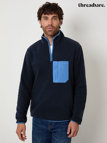 Threadbare Blue Microfleece Quarter Zip Sweatshirt (H97278) | £20