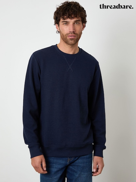 Threadbare Blue Textured Crew Neck Sweatshirt (H97298) | £24