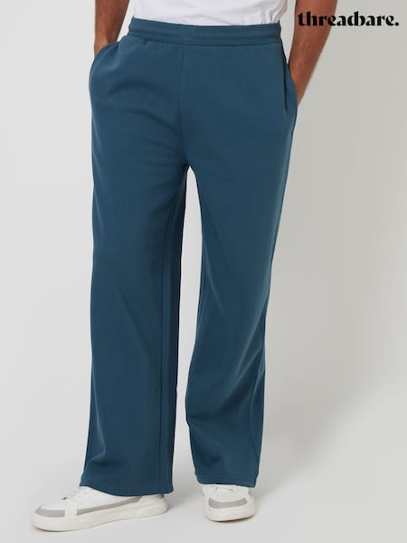 Threadbare Blue Navy Wide Leg Pique Joggers (H97313) | £24