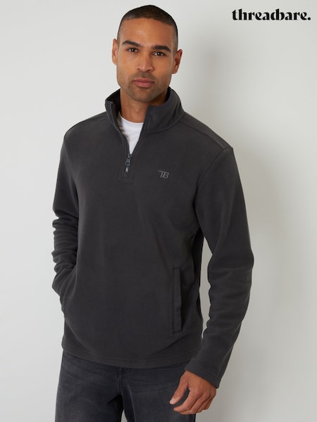 Threadbare Grey Quarter Zip Microfleece Sweatshirt (H97316) | £20