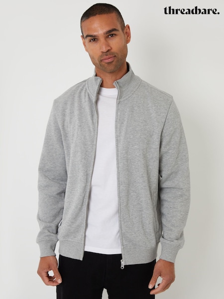 Threadbare Grey Light Funnel Quarter Zip Through Sweatshirt (H97325) | £28