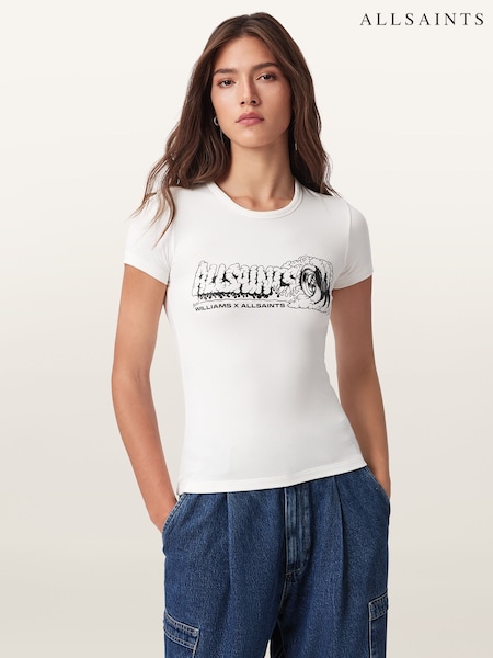 AllSaints White Burnout Stevie T-Shirt (H97396) | £55