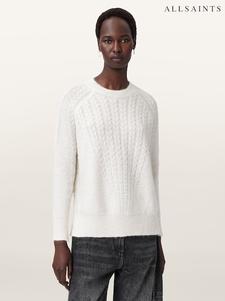 AllSaints White Kit Crew Neck Jumper (H97417) | £179