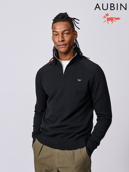 Aubin Bonby Zip Neck Black Jumper (H97438) | £79