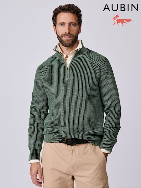 Aubin Green Martin Zip Neck Jumper (H97455) | £98