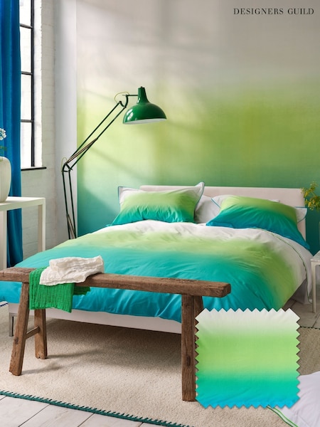 Designers Guild Azure Green Savoie 200 Thread Count Duvet Cover and Pillowcase Set (H97476) | £70 - £125