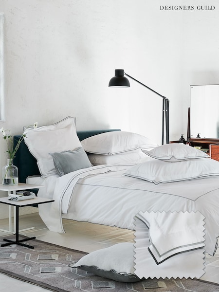 Designers Guild Silver And Slate Astor 400 Thread Count Duvet Cover and Pillowcase Set (H97477) | £85 - £165