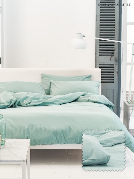 Designers Guild Porcelain Green Loweswater 300 Thread Count Duvet Cover and Pillowcase Set (H97478) | £75 - £145