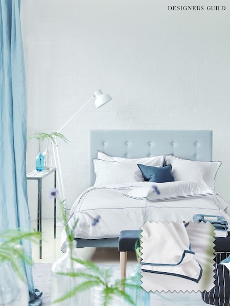 Designers Guild Set of 2 Denim Blue Astor 400 Thread Count Pillowcases (H97494) | £50