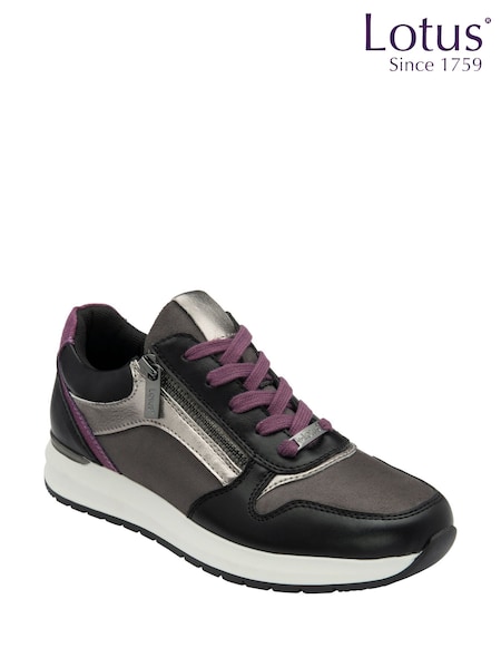 Lotus Black Casual Zip Up Trainers (H97529) | £50