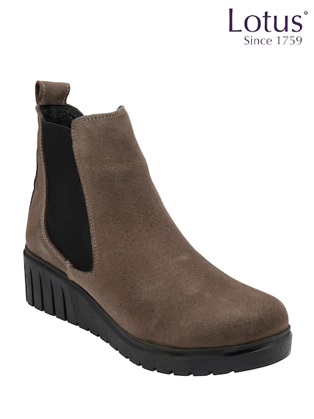 Lotus Natural Suede Wedge Ankle Boots (H97533) | £85