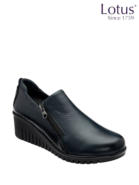 Lotus Blue Leather Wedge Shoes (H97539) | £70