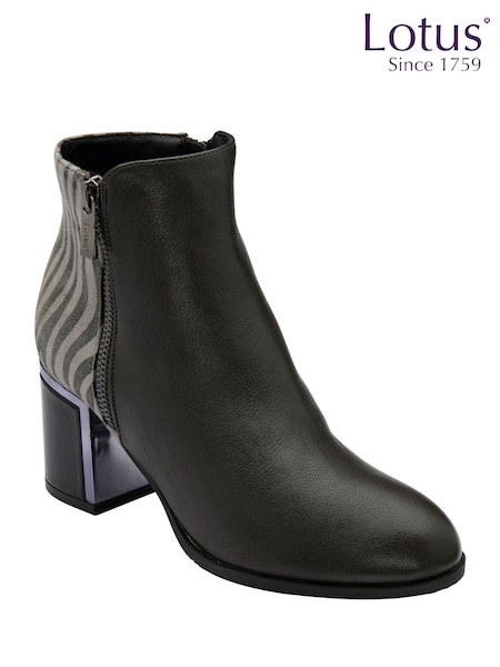 Lotus Grey Heeled Ankle Boots (H97543) | £65