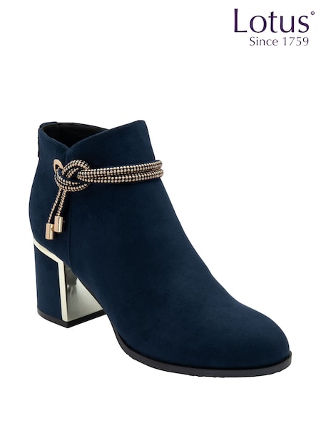 Lotus Blue Textile Heeled Ankle Boots (H97550) | £65