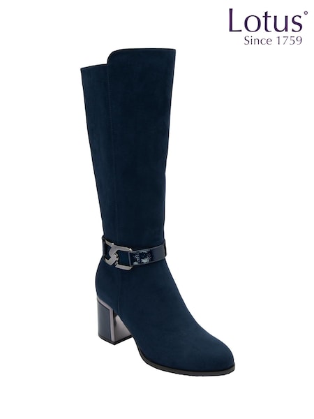 Lotus Blue Heeled Knee High Boots (H97553) | £75