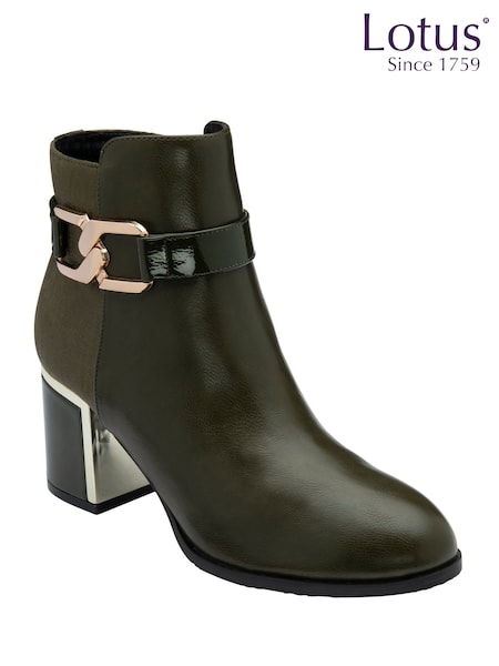 Lotus Green Heeled Ankle Boots (H97578) | £65