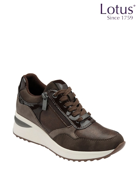 Lotus Brown Zip Up Wedge Trainers (H97599) | £50