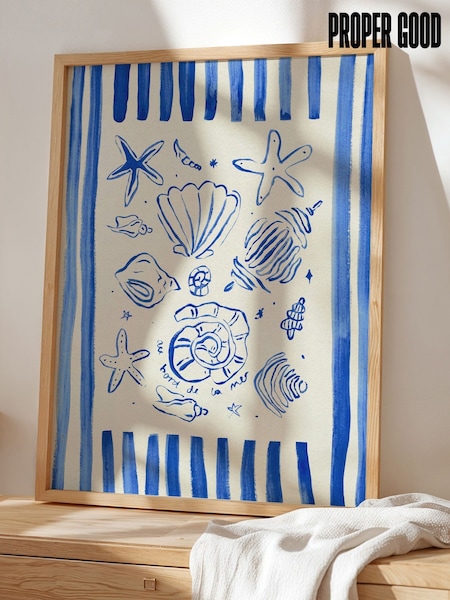We Are Proper Good Blue Seashells Art Print (H97638) | £53 - £125